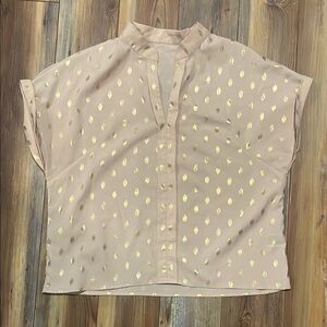 SHEIN Peach and Gold Boxy Mandarin Collar Blouse